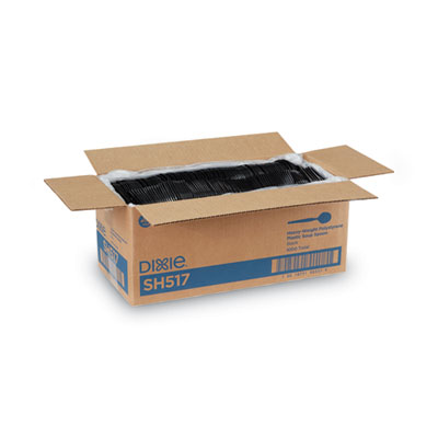 Plastic Cutlery, Heavyweight Soup Spoon, Black, 1,000/Carton
