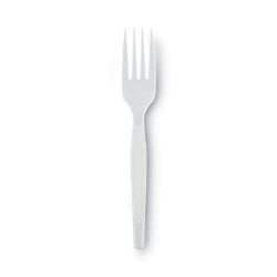 Plastic Cutlery, Heavy Mediumweight Fork, White, 1,000/Carto