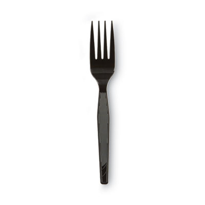 Plastic Cutlery, Heavy Mediumweight Forks, Black, 1,000/cart