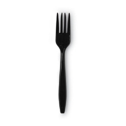Individually Wrapped Heavyweight Forks, 6.88", Plastic, Blac