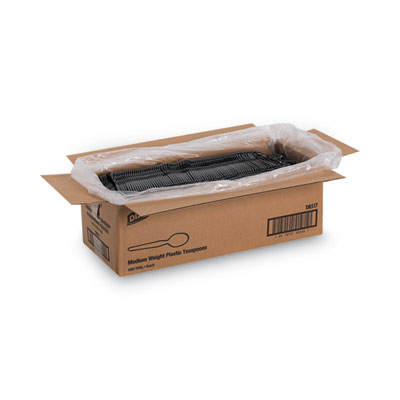 Plastic Cutlery, Heavy Mediumweight Spoon, Black, 1,000/Cart