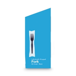 Grab'N Go Wrapped Cutlery, Fork, Plastic, Black,  90/Box, 6