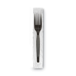 Grab'N Go Wrapped Cutlery, Fork, Plastic, Black,  90/Box, 6