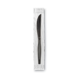Grab'N Go Wrapped Cutlery, Knife, Plastic, Black, 90/Box, 6