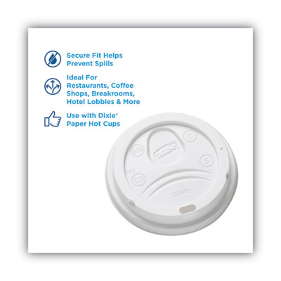 Sip-Through Dome Hot Drink Lids, Fits 10 oz Dixie Hot Cups,