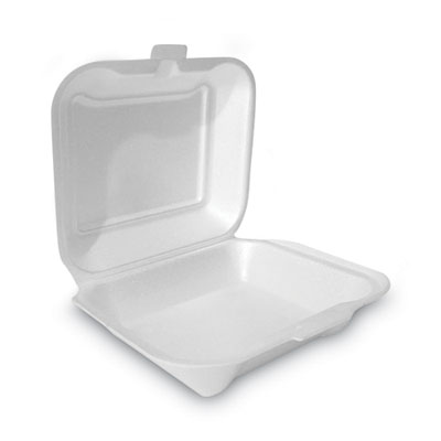Foam Hinged Lid Container, Secure One Tab Latch, Poly Bag, 7