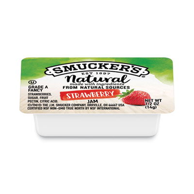 Smuckers 1/2 Ounce Natural Jam, Strawberry, 0.5 oz Container