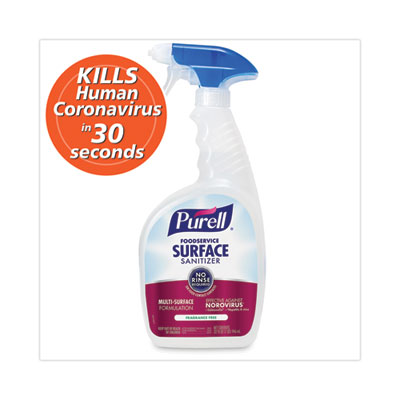 Foodservice Surface Sanitizer, Fragrance-Free, 32 oz Capped
