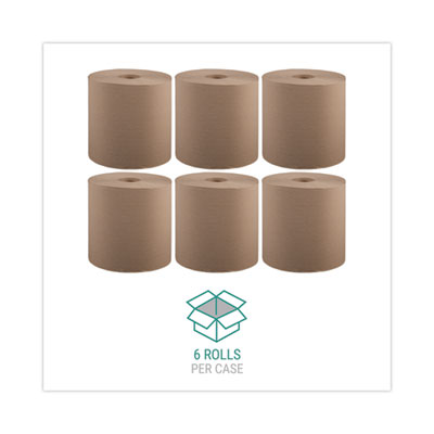 Hardwound Roll Towels, 1-Ply, 8" x 800 ft, Natural, 6 Rolls/