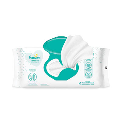 Sensitive Baby Wipes, 1-Ply, 6.8 x 7, Unscented, White, 56/P