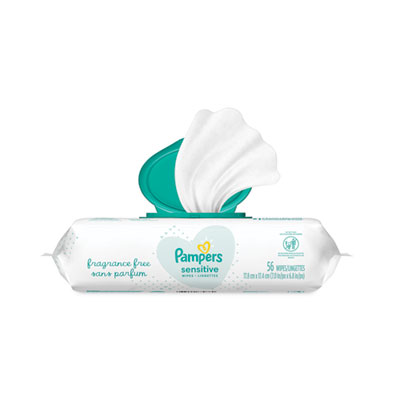 Sensitive Baby Wipes, 1-Ply, 6.8 x 7, Unscented, White, 56/P