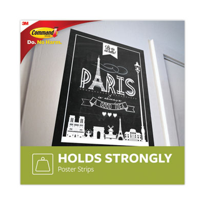 Poster Strip Pairs, Holds Up to 1 lb, 1.63" x 2.75", White,