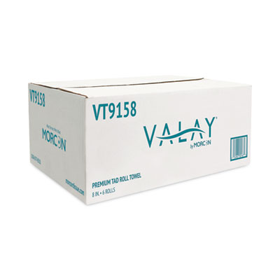 Valay Universal TAD Roll Towels, 1-Ply, 8 x 600 ft, White, 6