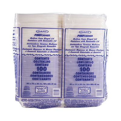 Foam Hinged Lid Containers, 8.38 x 7.78 x 3.25, White, 200/C