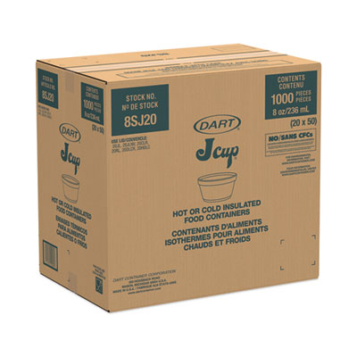 Foam Container, Extra Squat, 8 oz, White, 1,000/Carton
