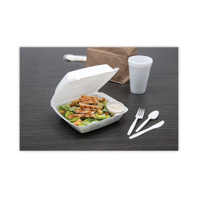 Foam Hinged Lid Containers, 8.38 x 7.78 x 3.25, White, 200/C