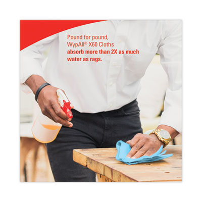 General Clean X60 Cloths, Small Roll, 13.5 x 19.6, Blue, 130