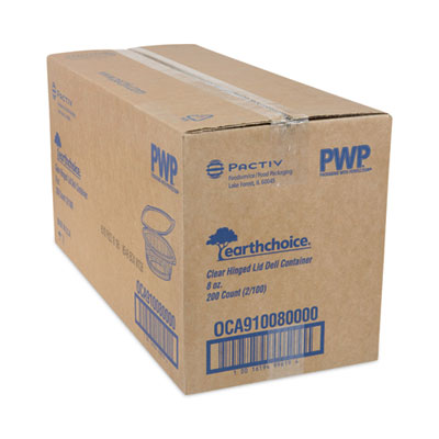 EarthChoice Recycled PET Hinged Container, 8 oz, 4.92 x 5.87