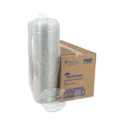 EarthChoice Recycled PET Hinged Container, 8 oz, 4.92 x 5.87