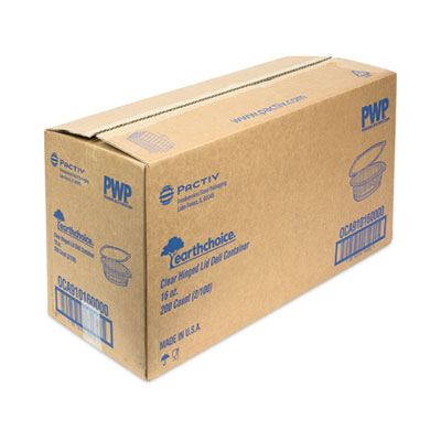 EarthChoice Recycled PET Hinged Container, 16 oz, 4.92 x 5.8