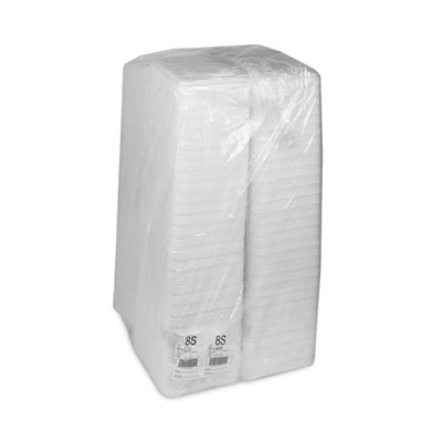 Supermarket Tray, #8S, 10 x 8 x 0.65, White, Foam, 500/Carto