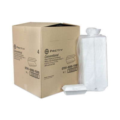 Foam Hinged Lid Containers, Single Tab Lock Hoagie, 9.8 x 5