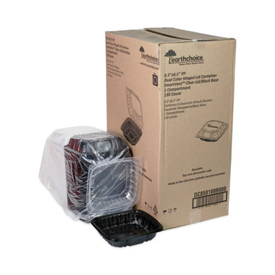 EarthChoice Vented Dual Color Microwavable Hinged Lid Contai