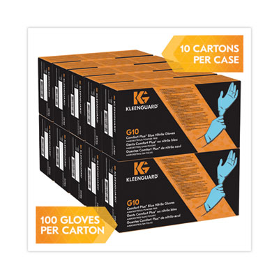 G10 Comfort Plus Blue Nitrile Gloves, Powder-Free, Small, 4