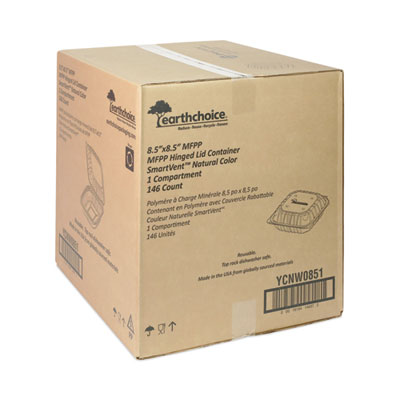 EarthChoice Vented Microwavable MFPP Hinged Lid Container, 8