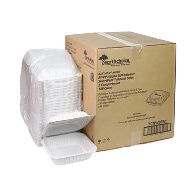 EarthChoice Vented Microwavable MFPP Hinged Lid Container, 8