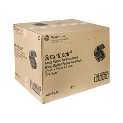 SmartLock Foam Hinged Lid Container, Sandwich, 5.8 x 5.8 x 3