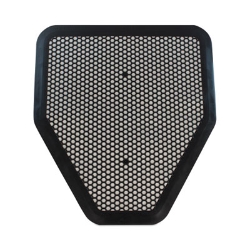 Urinal Mat, Shield-Shaped, Black Non-Slip Perforated Surface