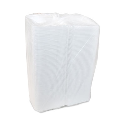 Vented Foam Hinged Lid Container, Dual Tab Lock Economy, 8.4