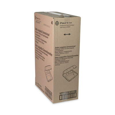 Vented Foam Hinged Lid Container, Dual Tab Lock Economy, 3 C