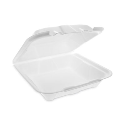 Vented Foam Hinged Lid Container, Dual Tab Lock Economy, 9.1