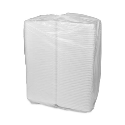 Vented Foam Hinged Lid Container, Dual Tab Lock Economy, 9.1
