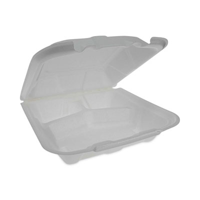 Vented Foam Hinged Lid Container, Dual Tab Lock Economy, 3 C