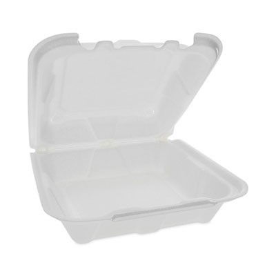 Vented Foam Hinged Lid Container, Dual Tab Lock, 8.4 x 8 x 3