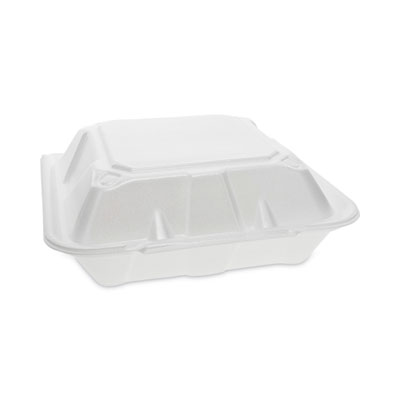 Vented Foam Hinged Lid Container, Dual Tab Lock, 3 Compartme