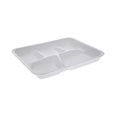 Foam School Trays, 5-Compartment Tray, 8.25 x 10.5 x 1, Whit