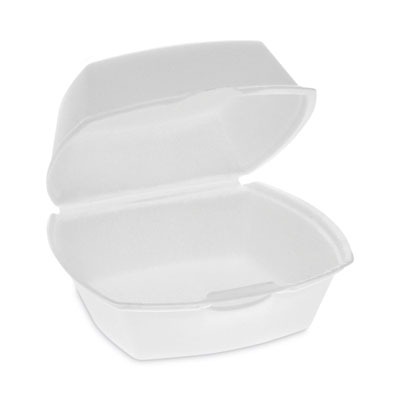 Foam Hinged Lid Container, Single Tab Lock, 5 x 5 x 2.5, Whi