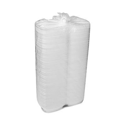 Foam Hinged Lid Container, Single Tab Lock, 6 x 6 x 3, White