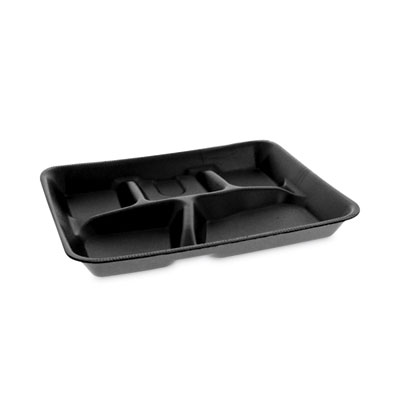 Foam School Trays, 5-Compartment Tray, 8.25 x 10.25 x 1, Bla