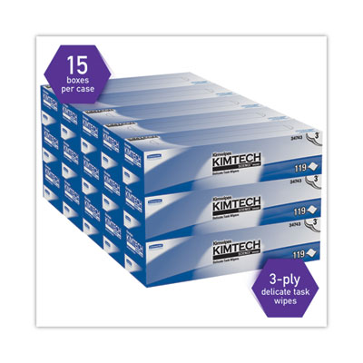 Kimwipes Delicate Task Wipers, 3-Ply, 11.8 x 11.8, Unscented