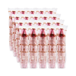 Paper Hot Drink Cups in Bistro Design, 8 oz, Maroon, 50/Bag,