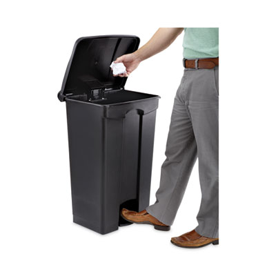 Large Capacity Plastic Step-On Receptacle, 23 gal, Plastic,