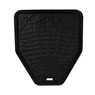 Urinal Mat, Shield-Shaped, Black Non-Slip Perforated Surface