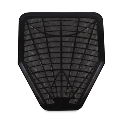 Urinal Mat, Shield-Shaped, Black Non-Slip Perforated Surface