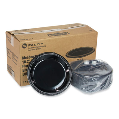 Meadoware Impact Plastic Dinnerware, Plate, 10.25" dia, Blac