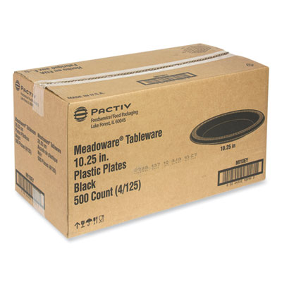 Meadoware Impact Plastic Dinnerware, Plate, 10.25" dia, Blac